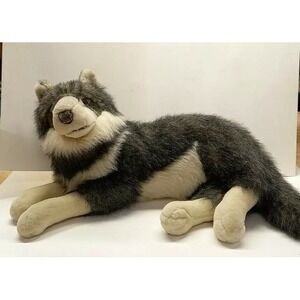 Vintage Cascade Large Grey White Wolf Plush